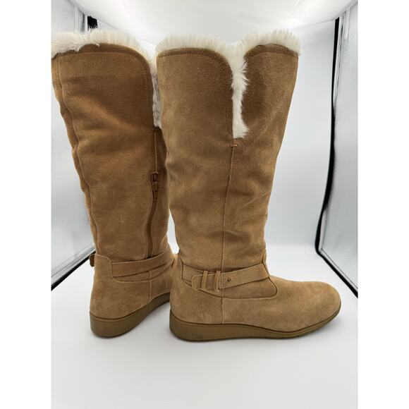 Lands End Tall Brown Boots with Faux Fur, Size 10 - Picture 6 of 10